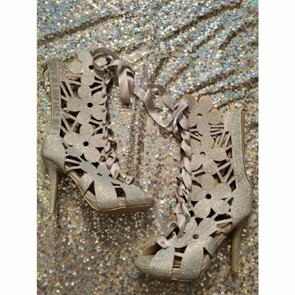 Glitter Open Toe Boots